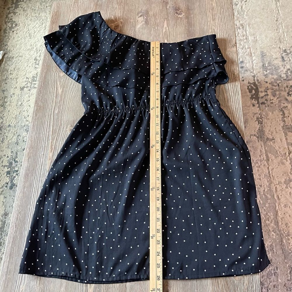 Vintage Y2K Indulge Midnight Blue Star Ruffle Single Shoulder Dress Size Medium - Picture 8 of 12